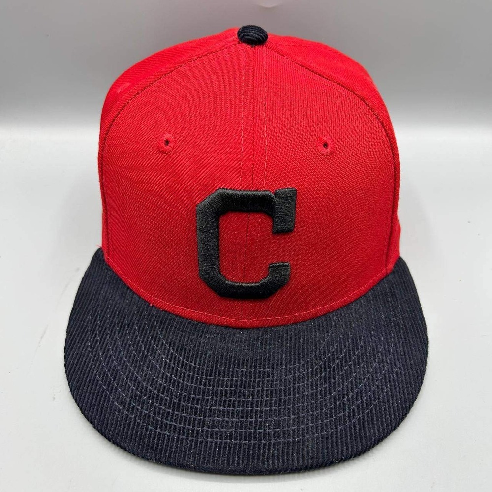 Cleveland Indians Guardians Hat Men 7 5/8 Corduroy 59Fifty New Era Fitted New